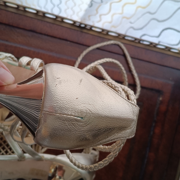 ELISABETH FRANCHI Sexy Gold Strappy Sandals 39 4 Inch Heel Barbie core Glam - Picture 6 of 8